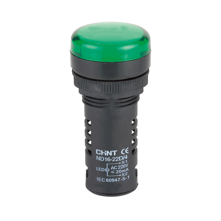 Chint ND16 LED indikatora gaisma D22, 24V AC/DC, zaļa