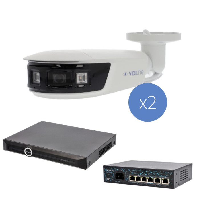 VidiLine KIT-8232-58V-2 IP stebėjimo rinkinys 2x 8MP panoraminės kameros + NVR