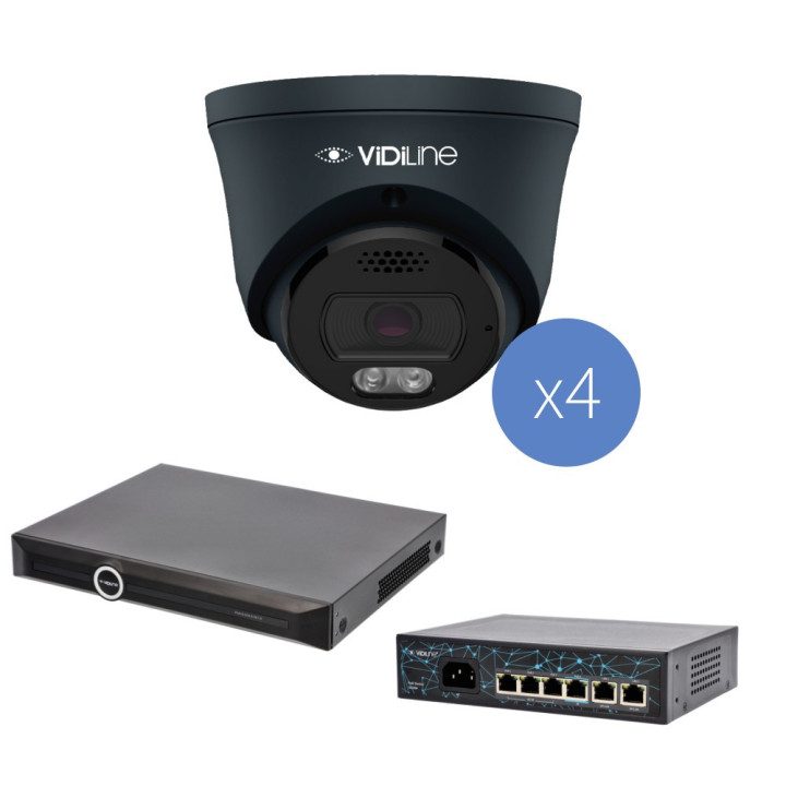VidiLine KIT-8232-38D-4 Комплект IP-видеонаблюдения, 4 камеры, 8-мегапиксельный сетевой видеорегистратор