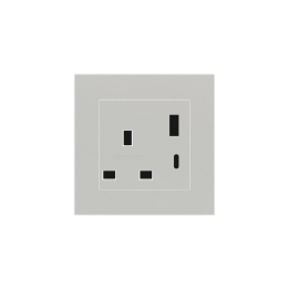 2 USB pieslēgvieta (A+C tips) krāsota Square Cover UK ligzda (55x55) Sudraba plastmasa