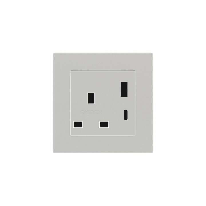 2 USB pieslēgvieta (A+C tips) krāsota Square Cover UK ligzda (55x55) Sudraba plastmasa