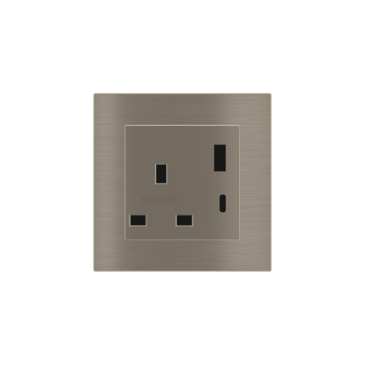 2 USB pieslēgvieta (A+C tips) krāsota Square Cover UK ligzda (55x55) Metāla niķelis