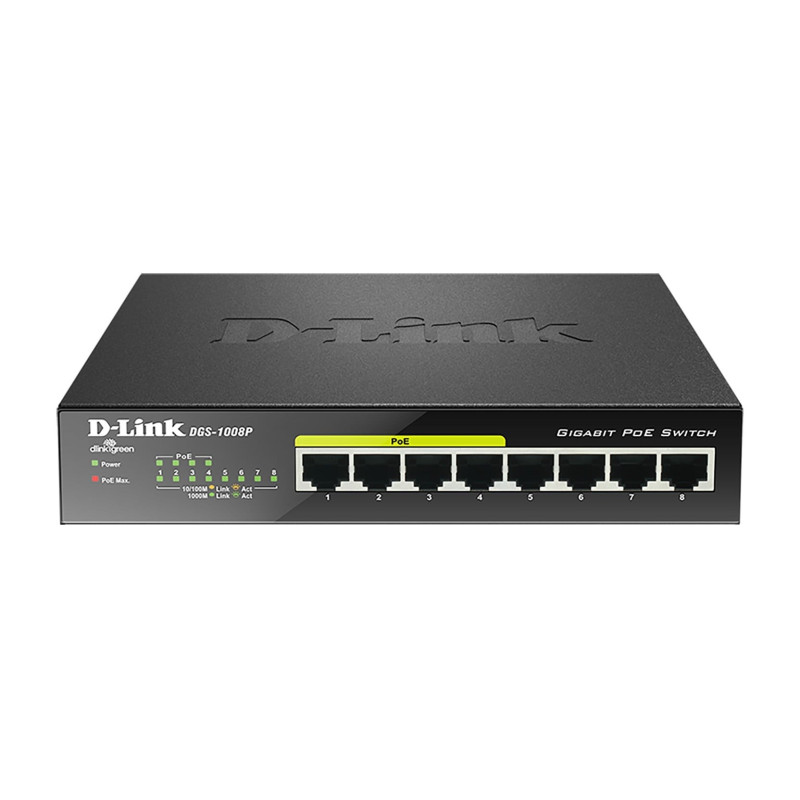 D-Link DGS-1008P tīkla slēdzis Unmanaged Gigabit