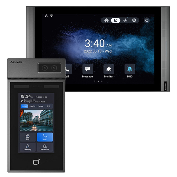Комплект видеодомофона Akuvox S535 с монитором S567A серого цвета, Wi-Fi Android PoE