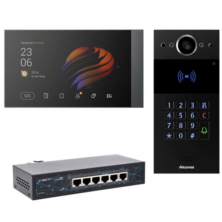 Комплект видеодомофона Akubela с PoE, панель Akuvox R20K + монитор PG71N-POE-EU