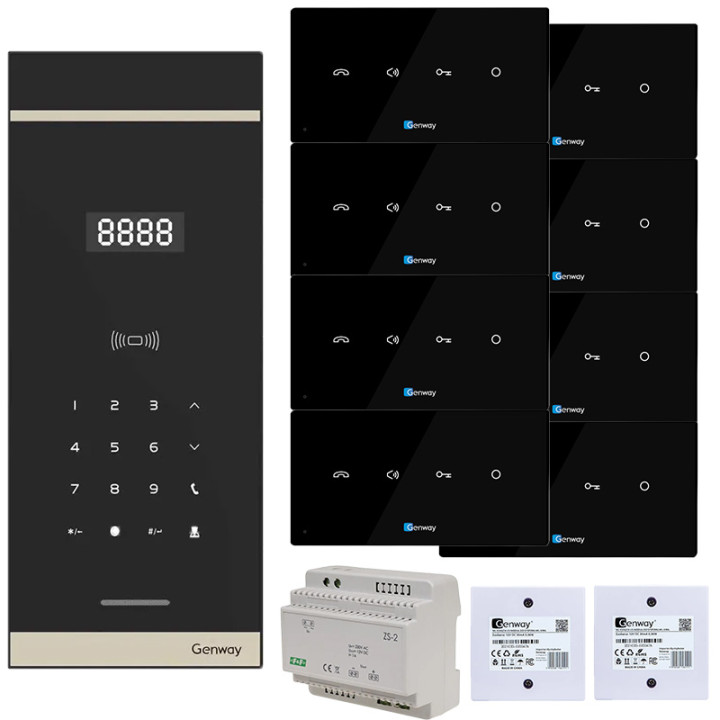 Комплект домофона Genway WL-03NL-V3 цифровой на 8 квартир, hands-free, с голосовыми подсказками на польском