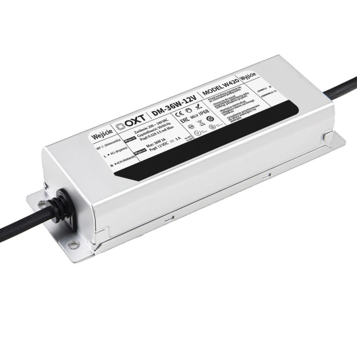 OXT LED Virtalähde 12V 36W 3A IP68 Vesitiivis hermeettinen