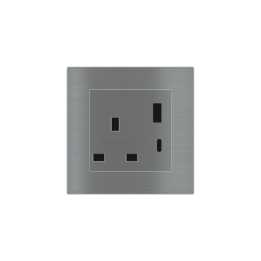 2 USB pieslēgvieta (A+C tips) krāsota Square Cover UK ligzda (55x55) Metāls Titanium