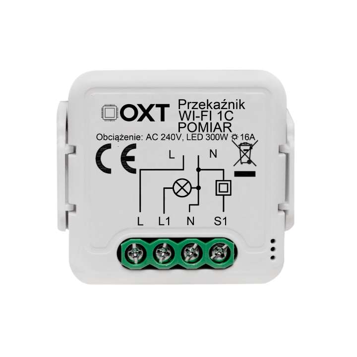 OXT 5904496827163 Wi-Fi Smart Relay Module 1 Channel 16A with Power Monitoring Tuya