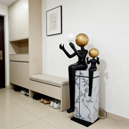Immax SILUETTE Aura 08802XL Smart Floor Lamp, Fiberglass, Black and Gold, E27