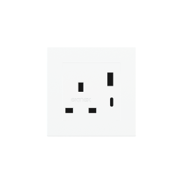 2 USB pieslēgvieta (A+C tips) krāsota Square Cover UK ligzda (55x55) Balta plastmasa