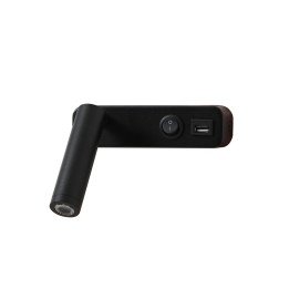 Immax GOAL USB+Switch 3W, 138lm, 4000K Светодиодный настенный светильник, ЧЕРНЫЙ
