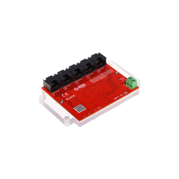 ATTE APT-5-50 5-портовый Gigabit PoE коммутатор-удлинитель, 802.3af/at/bt60, бюджет 90 Вт, до 4 устройств PoE
