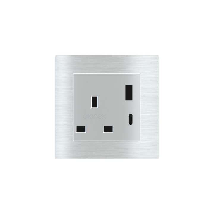 2 USB pieslēgvieta (A+C tips) krāsota Square Cover UK ligzda (55x55) Metāla alumīnijs