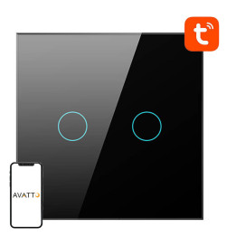 Viedais gaismas slēdzis WiFi Avatto TS02-EU-B2 2 virzienu (melns)