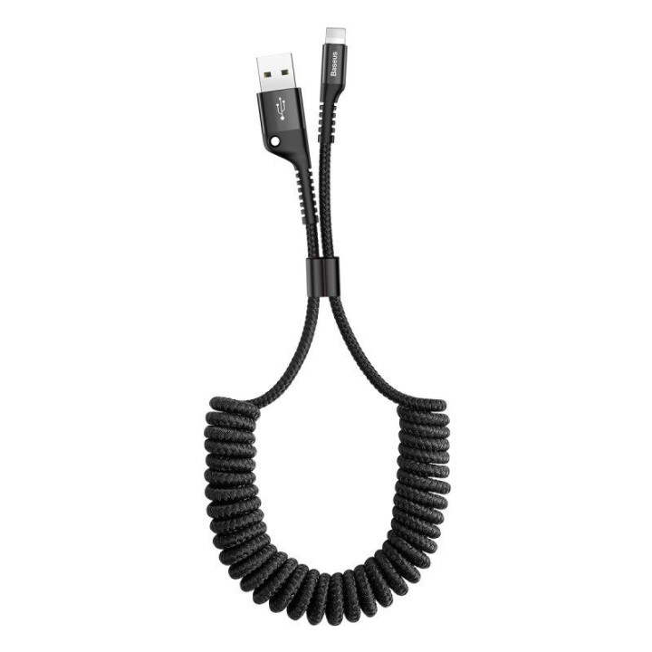 Baseus Atsperu kabelis Lightning 1m 2A (melns)