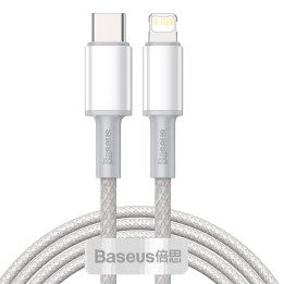 Кабель Baseus CATLGD-A02 USB-C to Lightning High Density Braided Cable, 20W PD, 2m (White)