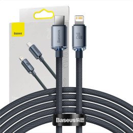 Кабель Baseus Crystal Shine USB-C к Lightning, 20W PD, 2м (черный) CAJY000301