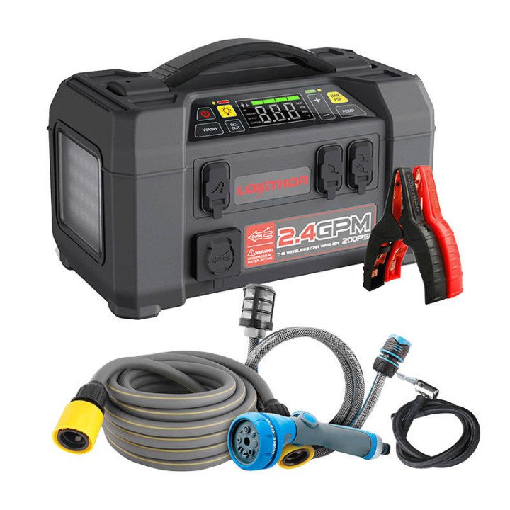 Lokithor AW401 Jump Starter 2500A + Power Bank 20000mAh + Compressor + Flashlight + Pressure Washer 5-in-1