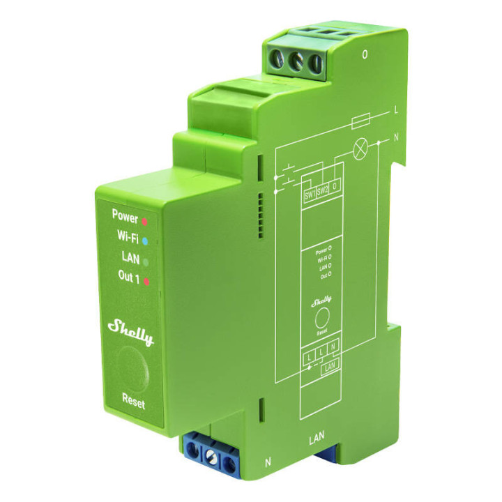 Shelly PRO Dimmer 1PM WiFi + Ethernet 1 grupas viedais releja slēdzis ar DIN sliedes atbalstu - Sonoff, SmartWise, Shelly ES vai