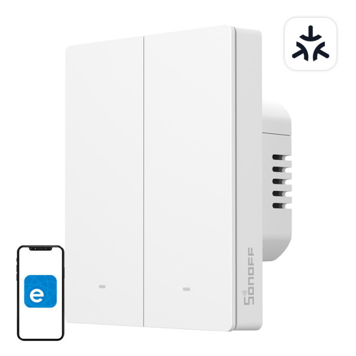 SONOFF M5-2C-80W WiFi Matter išmanusis sieninis jungiklis (2 kanalų, rėmui)