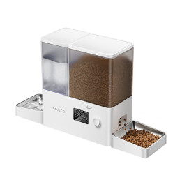 Rojeco RYTJAJO-DP 2-in-1 Pet Water Fountain 3.5L & Feeder 5L Button Version (White)