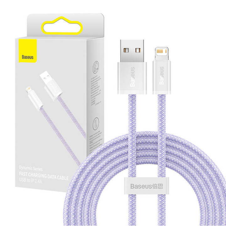 Baseus dinamiskais kabelis USB uz Lightning, 2,4A, 2m (violeta)