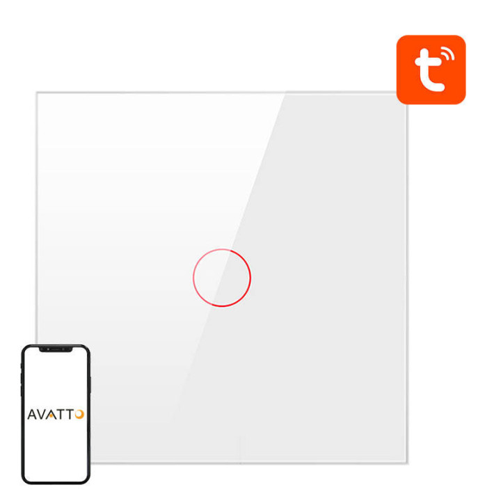 Viedais gaismas slēdzis ZigBee Avatto ZTS02-EU-W1 1 virziena TUYA (balts)