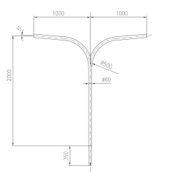T-ARM CONICAL BRACKET T110B/E H=2 L=2X1 60MM