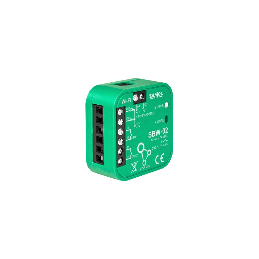 SMART GATE AND DOOR CONTROLLER SBW-02 Wi-Fi, SUPLA 12 ... 24 V AC/DC ZAMEL