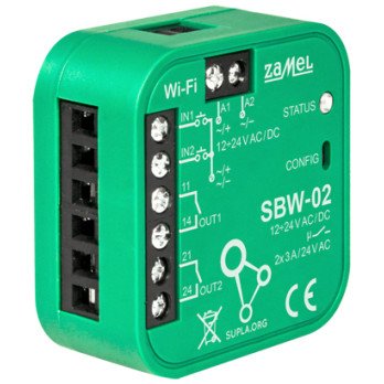 Alykas portti- ja oviohjain SBW-02 Wi-Fi, SUPLA 12 ... 24 V AC/DC ZAMEL