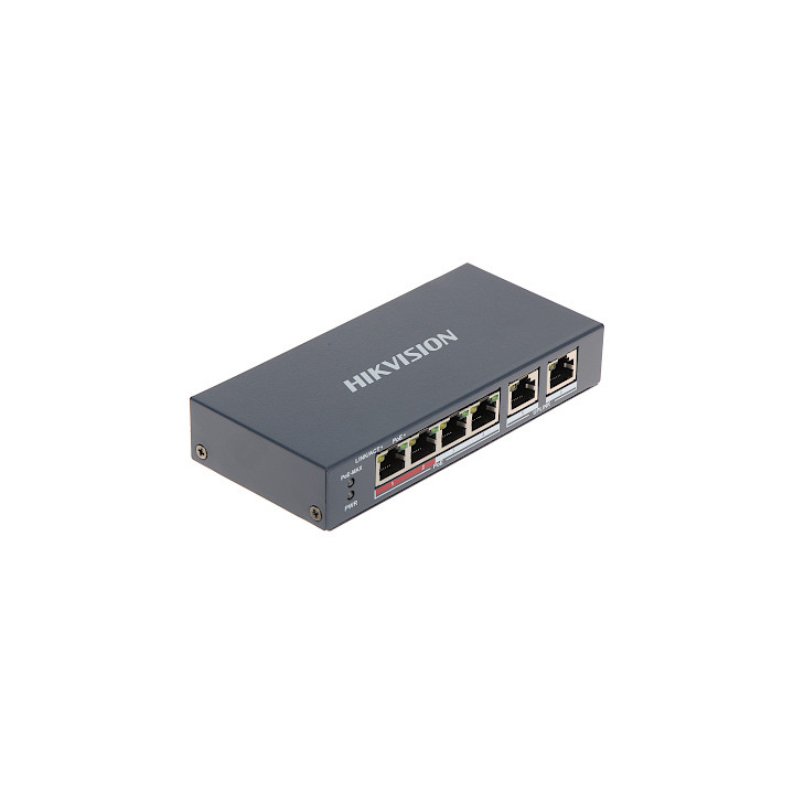 Hikvision DS-3E0106P-E/M 4 portu Fast Ethernet nepārvaldāms PoE slēdzis