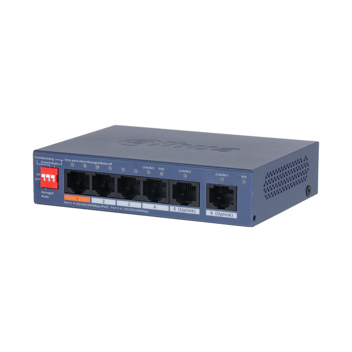 DAHUA CS4006-4GT-60-V2 6 portu PoE slēdzis 60W