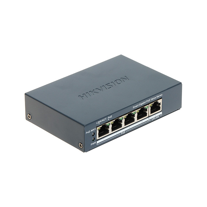 Hikvision DS-3E1505P-EI/M 4 portu Gigabit Smart PoE slēdzis