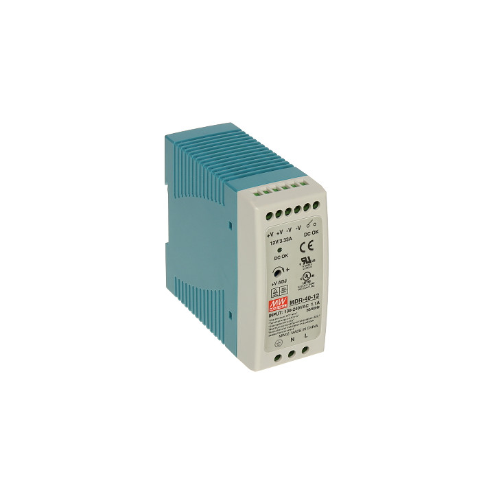 Mean Well MDR-40-12 12V 3.33A DIN sliežu barošanas bloks