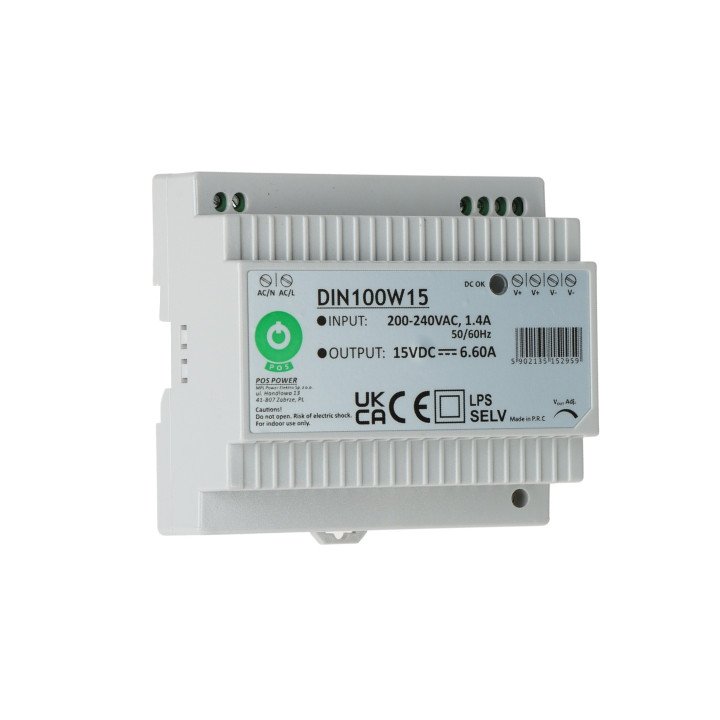 POS DIN100W15 DIN Rail Power Supply 100W 15V