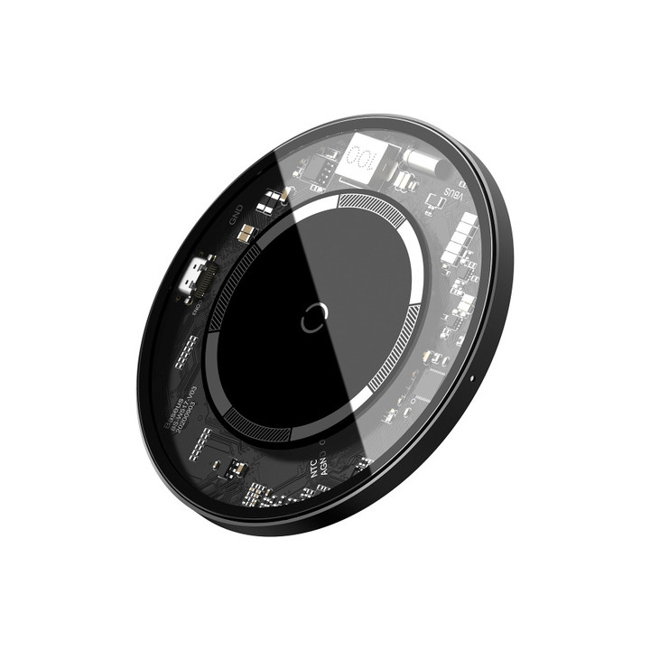 Baseus WXJK-E02 Simple Magnetic Wireless Charger MagSafe 15W Black Transparent