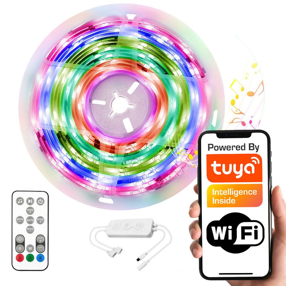 WiFi controller set IR remote control RGBIC tape 5m TUYA