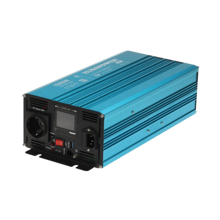 EUROPOWER INV/12/1000/PS/CH/S/B 1000W 12V puhdas siniaaltoinvertteri/laturi Bluetoothilla