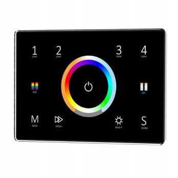 Talvadibas pults RGB+CCT kontrollerim 4 Zones Panel 230V Black SD Series