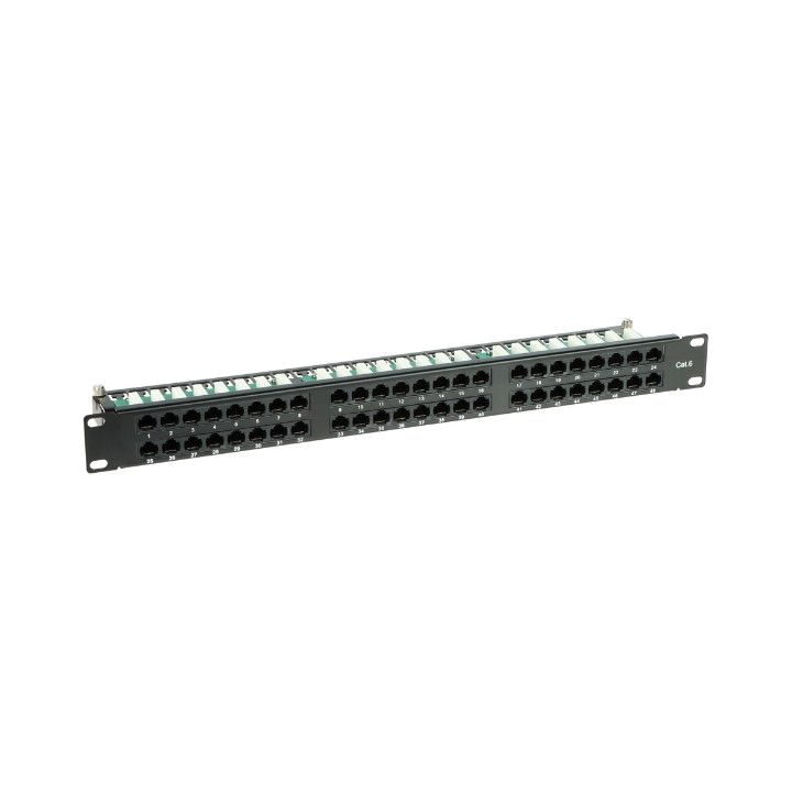 PP-48/RJ/6C 48 portu RJ-45 sadales panelis 1U