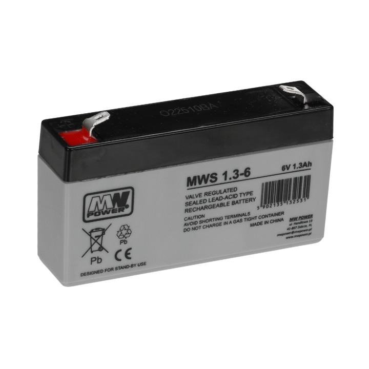 MW Power 6V/1.3AH-MWS 6V 1,3Ah SLA akumulators