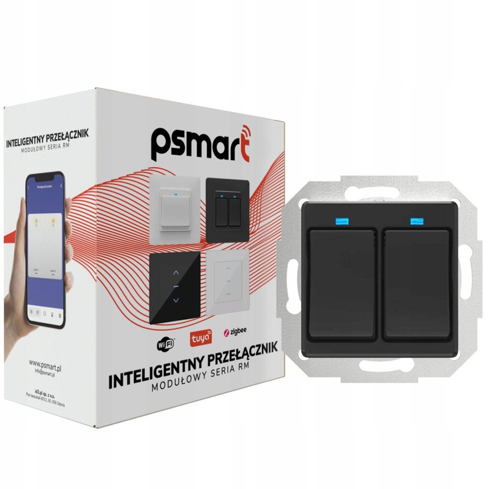 PSMART Switch 2 circuits plastic RM C WiFi TUYA