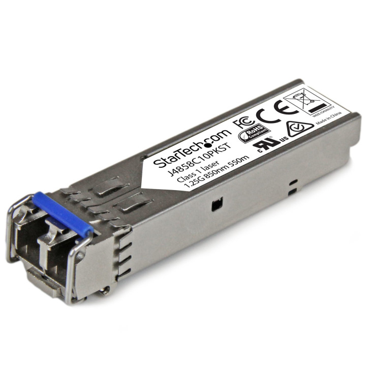 StarTech.com J4859C10PKST 10-pakk HP J4859C ühilduvaid SFP Gigabit mitmerežiimilised saatjad-vastuvõtjad (LC, 850nm, 550m)