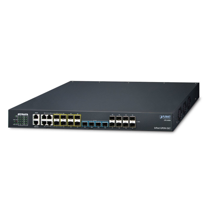 PLANET GPL-8000 8 portu GPON OLT ar 4 portu Gigabit TP/SFP Combo + 4 portu 1000X SFP + 4 portu 10G SFP+