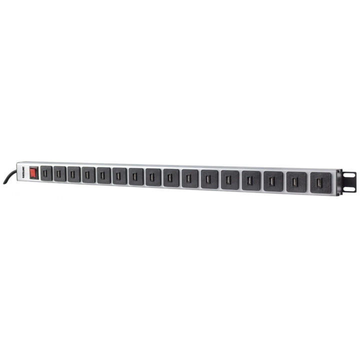 Intellinet 164498 Vertikāls statīva stiprinājums 16 portu USB-A barošanas sadalītājs (CEE 7/7), 2,1 A uz portu, aizsardzība pret