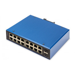 DIGITUS DN-651158 Rūpnieciskais 16+2 portu L2 pārvaldītais Gigabit Ethernet slēdzis, 16x GE RJ45 + 2 SFP
