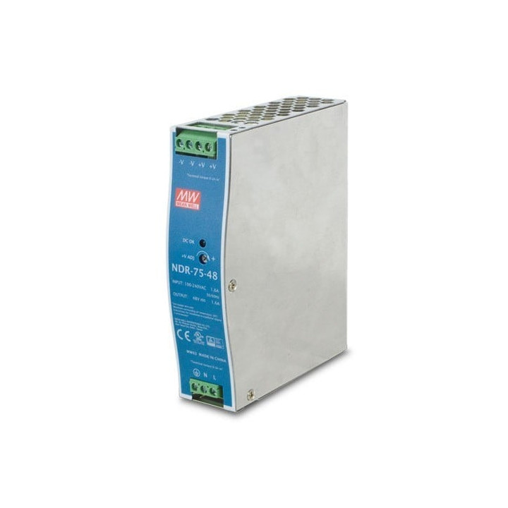 Planet PWR-75-48 48V 75W DIN-sliedes barošanas bloks (regulējams 48-56V DC izejas spriegums)