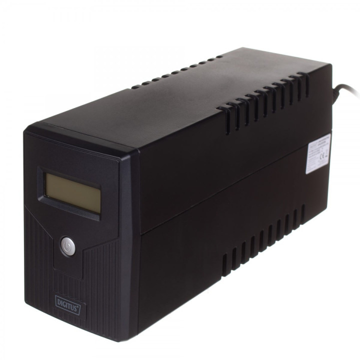 DIGITUS DN-170063-LCD Line-Interactive UPS, 600VA/360W, 12V/7Ah baterija, 2x CEE 7/7 lizdai, RJ-11, LCD ekranas