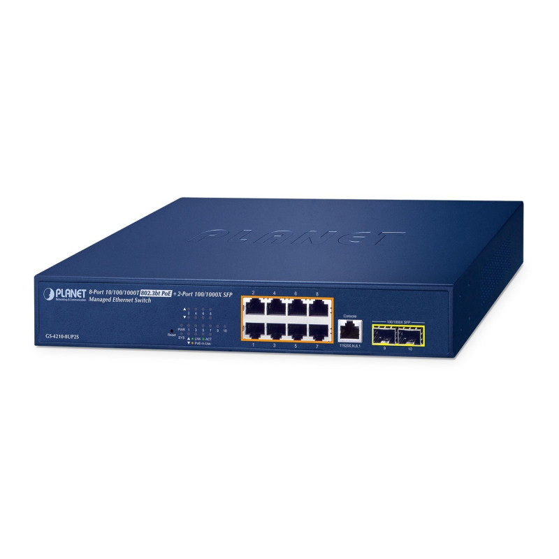 PLANET GS-4210-8UP2S 8 portu Gigabit PoE+